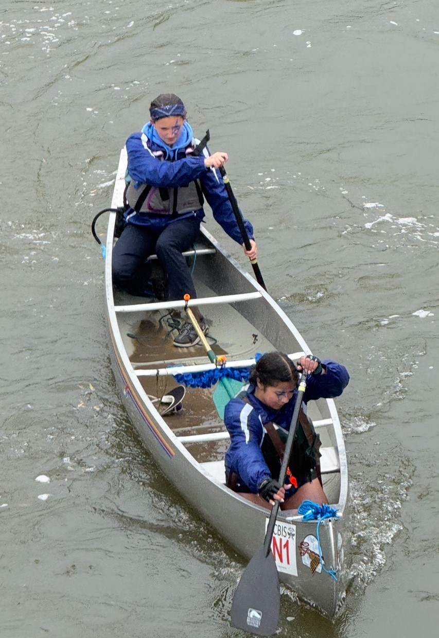 Valentina G. Cailyn Y., and Katelyn K. won first place in the 15-mile Girl Scout Relay Race