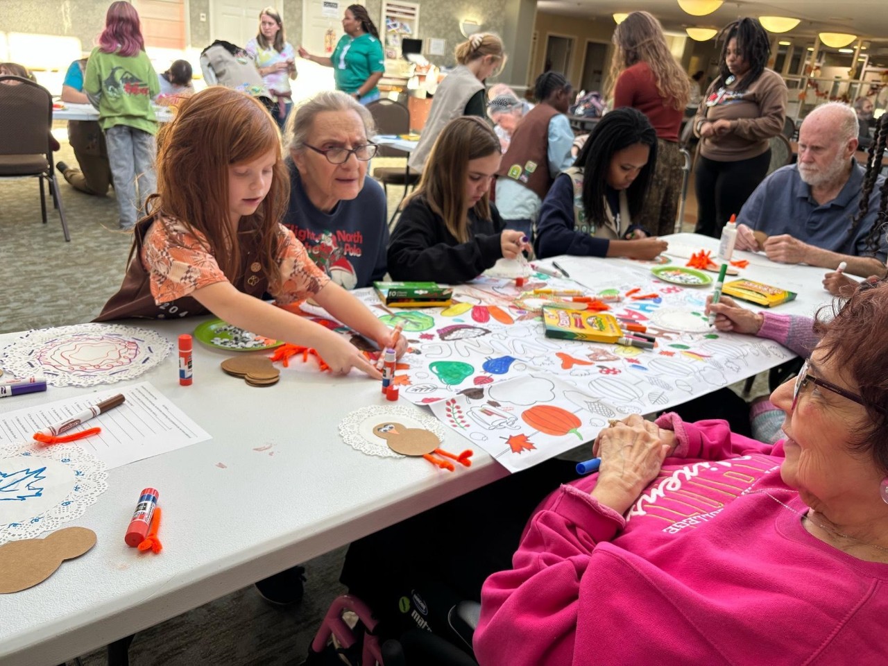Troop 204 helped Maimonides Health Center residents to do a turkey craft the weekend before Thanksgiving