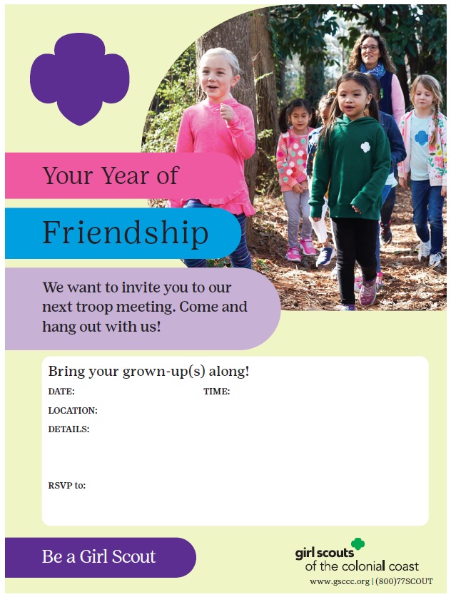 Troop Event Invitation with fillable PDF form fields